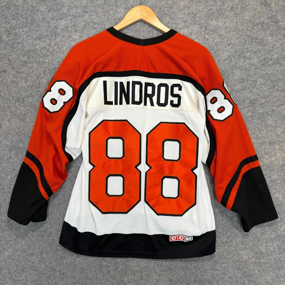 VTG CCM Eric Lindros Philadelphia Flyers Jersey Mens Small Rookie Air-Knit 1992‎